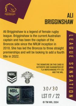 2022 NRL Elite - League Sensations Signatures Team #LST17 Ali Brigginshaw Back